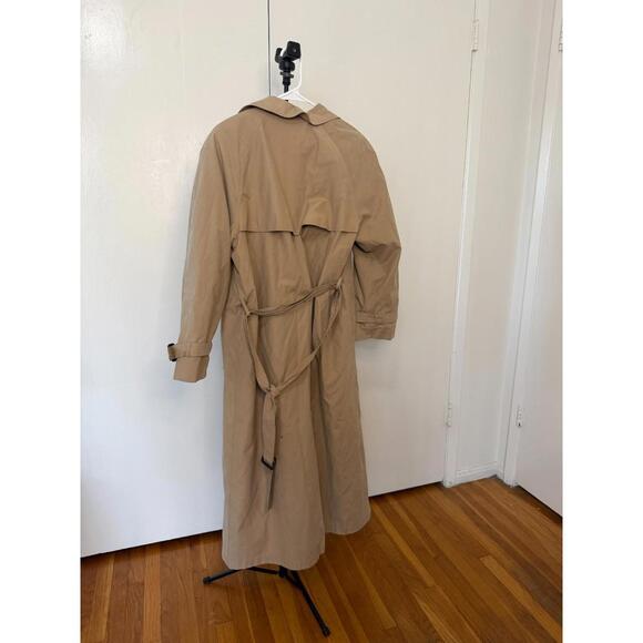 Evan-Picone Tan Trench Coat Petite 10 Long Classic Belted Wool Lined Jacket - Picture 4 of 6